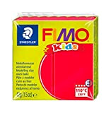 Staedtler Fimo Kids, 8030-2 Pasta Modellabile Termoindurente, per Bambini, Panetto da 42 Grammi di Colore Rosso, 8030-2