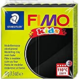 STAEDTLER FIMO KIDS, pasta modellabile termoindurente, per bambini, panetto da 42 grammi di colore nero, 8030-9