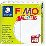 STAEDTLER FIMO KIDS, pasta modellabile termoindurente, per bambini, panetto da 42 grammi di colore bianco glitter, 8030-052