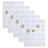 Stamp Pocket Pages, 5 Fogli da 20 Pocket di Plastica della Tasca delle Griglie Titolari della Moneta per il Distintivo ...