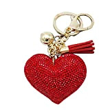 Steellwingsf Romantico abbagliante strass amore cuore ciondolo frangia portachiavi portachiavi portachiavi (rosso)