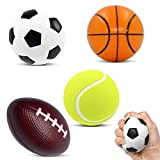 Steemjoey Set di 4 Sports Stress Balls Giocattolo Giocattolo di Ansia Sensoriale Gocattolo Stress Sollievo per Bambini Adulti, Include Pallacanestro, ...