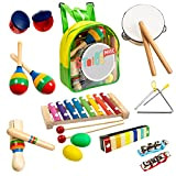 Stoie's Music Strumenti Musicali per Bambini 19 pezzi- Gioco educativo- Imparare Musica- Giocattoli in Legno
