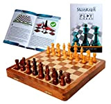 StonKraft Set di scacchi 31 x 31 cm in legno Premium fatto a mano - Set magnetico pieghevole in legno ...