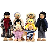 SumDirect Set di 8 Felice Famiglia di Bambole di Legno, burattino per bambini giocare casa regalo (Style 2)