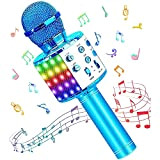 SunTop Microfono Karaoke, Bluetooth Wireless Microfono con LED Lampada Flash, Portatile Karaoke Player con Altoparlante