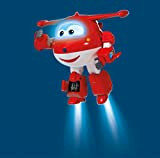 Super Wings - Robot Ready Talking Jett, Figura interattiva con Frasi, luci, Suoni, 24,1 cm di Altezza