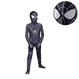 Supereroo Nero Spiderman Tuta Unisex Adulti Bambini Costumi Cosplay Lycra Spandex Zentai Bodysuit I Costumi di Halloween Avengers,Kids~XL（135~145cm）
