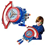 SUPYINI Captain America Shield Launcher Toy, Shield Soft Bullet Launcher Toy Dart-Launching Toy for Kids Roleplay, Shield Ejection Toy Cosplay ...