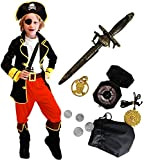 Tacobear Costume Pirata Bambino con Pirata Accessori Pirata Cappello Toppa pugnale Bussola Borsa orecchino Pirata Costume Halloween per Bambini (L ...