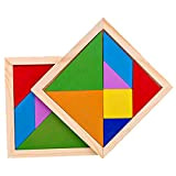 Tangram in Legno Puzzle | 7 Pezzi Tangram Puzzle Gioco Giocattoli | Puzzle di Blocchi di Legno Rompicapi Giocattolo Tangram ...