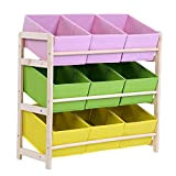 TANKE 3-Tier Baby Kids Toy Storage Rack Toy Storage Shelf Toy Mensola in Legno Storage Rack Organizer Holder + 9 ...