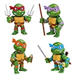 Tartarughe Ninja Collezione Completa Turtles 4 personaggi Donatello Leonardo Michelangelo Raffaello in metallo 10cm Con Armi Incluse + Omaggio Portachiave ...