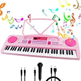Tastiera per Pianoforte 61 Tastiera Portatile Tastiera Musicale con Supporto per Musica, Microfono,Pianoforte Musicale