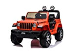 Tecnobike Shop Auto Macchina Elettrica per Bambini Jeep Fiat Wrangler Rubicon 12V Luci e Suoni (Arancio)