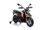 Tecnobike Shop Moto Elettrica per Bambini Motocicletta Piaggio Aprilia Racing Dorsoduro 12V Luci Suoni LED Ruote in Gomma Eva (Rosso)