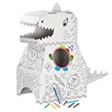 THE TWIDDLERS Dinosauro in Cartone 3D, Puzzle da Colorare Gigante e Costume Fai-da-Te con Carta Tutto-in-Uno, Pennarelli Colorati Inclusi
