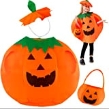 THEXIU Costume Halloween Bambini,63x58 Cm Costume Di Halloween Bambini Zucca,Halloween Costume Da Zucca Con Borsa E Cappello, Bambini Costume Da ...