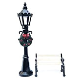 Tianbi 2 lampade da strada in miniatura di Natale, lampione da giardino, panca da post, mini modello di lampione, casa ...