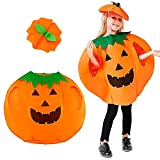 TIANHOO Costume da Zucca, Zucca Costumi di Halloween per Bambini, Vestiti e Cappello del Partito di Cosplay Della Zucca di ...