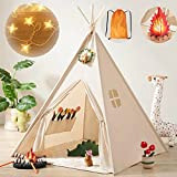 Tiny Land Tipi Tenda per bambini con luci e borsa per il trasporto, tenda da gioco in cotone naturale, per ...