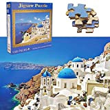 TINYOUTH 1000 Pieces Santorini Puzzles for Adults, 70x50CM Aegean Sea Puzzle 2mm Thickness Cardboard Puzzle, Family Puzzle Game Stress Reliever ...