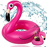 TK Gruppe Timo Klingler Flamingoring circa 110 cm Anello gonfiabile fenicottero Piscina e acqua con portabicchieri per adulti e bambini