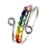 To My Daughter - Drive Away Your Anxiety Rainbow Beads Fidget Ring,Adjustable Opening Colorful Bead Stacking Spinning Anti Anxiety Rings,Spinner ...