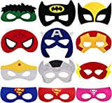 Tomicy Maschere di Supereroi 12 Pezzi Maschere Feltro Superhero Mask con Corda Elastica Supereroi Maschere Cosplay Maschere per Bambini Adulti ...