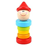 Tooky Toy- Hochet en Bois pour Les Enfants Sonaglio Clown in Legno per i Bambini, Multicolore, TKC270