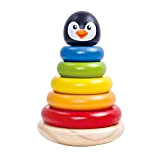 Tooky Toy - Pinguino in legno a forma di pinguino da impilare, in legno, con animaletti in legno, giocattolo per ...