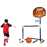 Tosbess 2 in 1 Porta da Calcio e Tabellone Basket - Canestro da Basket Pallone Allenamento per Bambini,102CM