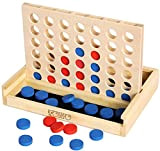 TOWO Gioco Forza 4 in legno - Classico gioco di strategia per adulti bambini - Metti 4 pedine dello stesso ...