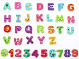 TOWO Lettere e numeri magnetici in legno - magneti da frigo per bambini - lettere dell'alfabeto e magneti numerici per ...