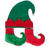 TOYANDONA Costume da Elfo Natalizio Set Elf Cappello E Scarpe per Bambini Costume Accessori per Masquerade Festa di Natale 5-8 ...