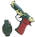 Toyland® - Set di armi giocattolo con granata e pistola a mano in stile militare con luce e suono, gioco ...