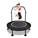 Trampolino elastico fitness, Mini trampolino pieghevole per fitness, con impugnatura in schiuma regolabile, per esercizi di allenamento (rotondo)