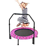 Trampolino per bambini, 36", mini trampolino per bambini, per interni ed esterni, pieghevole, con manico regolabile, per bambini, per giocare ...