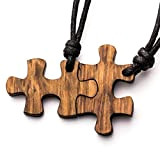 treeforce Coppia di puzzle collana in legno, portachiavi o ciondolo auto 3 in 1 gioielli fai da te, fatti a ...