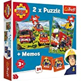 Trefl-90791 Fireman 2 X Memo, Landa Misteriosa, per Bambini da 3 Anni Puzzle, Colore Sam, Pompieri in Azion, 0, 90790