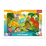 Trefl- Dinosauri 15 Elementi, per Bambini da 3 Anni Puzzle, Colore