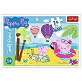 Trefl Wutz macht Ferien, Peppa Pig 24 Maxiteile, für Kinder ab 3 Jahren puzzle Colori, WPU-14293-01-010-01