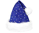 Trendmaus Cappello di Babbo Natale con Bordo di Pelliccia e Glitter Blu Bambini 02 a