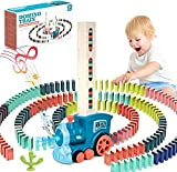 Treno del Domino,100 PZ Blocchi Domino Trenino Automatico con Luci e Suoni,Giocattoli Educativi Interessanti Giochi Regalo per Bambini