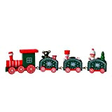 Treno Natalizio in Legno Trenino di Natale con 3 carrozze Decorazioni Natalizie Gioco per Bambini (Modello 1)