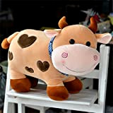 TROYSINC Peluche a forma di mucca con sciarpa, morbido peluche, circa 28 cm, grazioso cuscino a cartone animato, regalo creativo ...