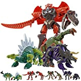 TUNJILOOL 4PCS Dinosauro Robot Trasformazione Giocattoli,2 in 1 Dinosauri Trasformati, Action Figure Regalo per Bambini 6 7 8 9 10