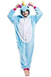 Tutina Unisex Onesies Kigurumi Pigiama Pigiameria Sleepwear Nightclothes Anime Cosplay Halloween Costume Attrezzatura Animale Carnevale Unicorno Blu Ragazzo e Ragazza ...