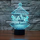 Tuzi Qiuge Luce Carosello Nero Base Creativa 3D LED Decorative Notte, Bottone Ricaricabile con Touch