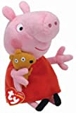 Ty- Peppa Pig Morbida Peluche Pupazzo con Vestitino Rosso e Orsacchiotto-Ottima Idea Regalo per Bambine-Bambola di pezza- 46128-20 Centimetri, Multicolore, 20cm, ...